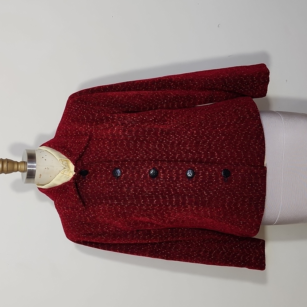 Lynn Yarrington Red Tweed Blazer Size S/M